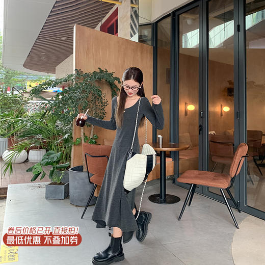 <曾小咸推荐>后背系带深灰色长款连衣裙  日常218.88 立减128.89 秒杀89.99！！ 商品图0