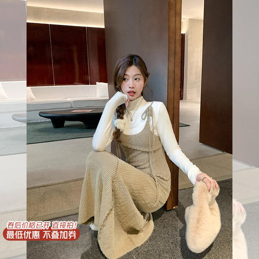 【169元任选2件】最后一波现货！【复古女郎】卡其色吊带裙 商品图0