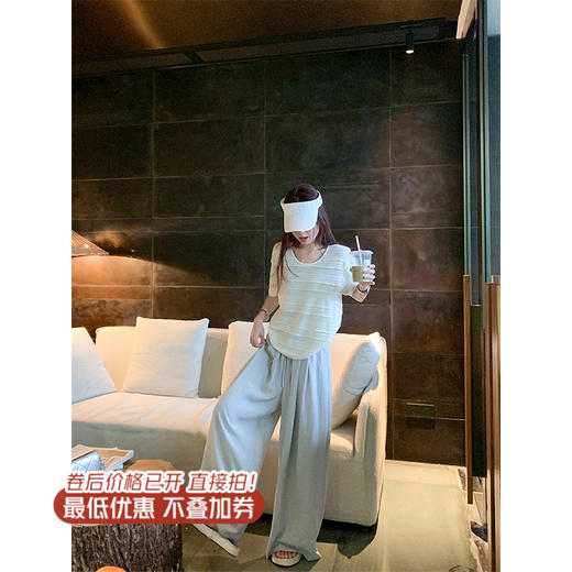 <曾小咸推荐>3.29现货秒杀！微信超特价！韩系休闲宽松垂感阔腿休闲裤 日常179.99 立减100 秒杀79.99！浅灰印花短袖秒杀59.99！！ 商品图2