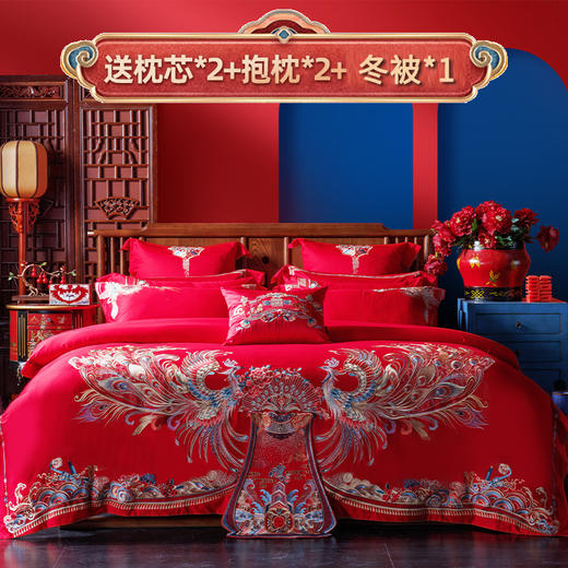 多喜爱 喜玫瑰婚庆床上用品十件套 东方喜事cs 商品图0