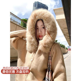 <曾小咸推荐>2.8现货秒杀 ！微信超特价！毛领连帽短款毛衣 日常209.99 立减80 秒杀129.99！！