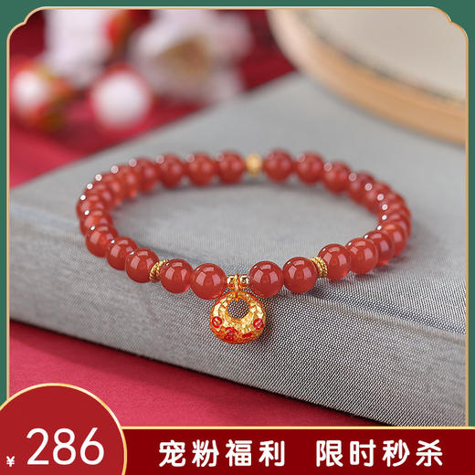 【日富一日】S925银镀金红玛瑙招财福袋万事胜意手链【CW-SL11752-11】 商品图0