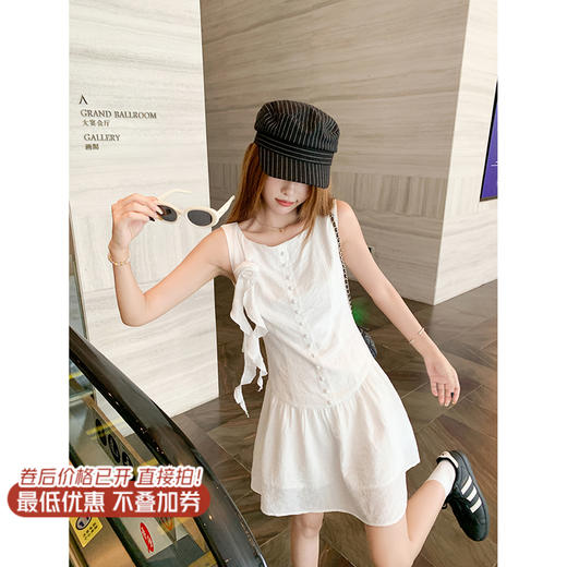 <曾小咸推荐>4.4现货秒杀！韩系小白裙立体花无袖 日常199.99 立减100 秒杀99.99！ 商品图2