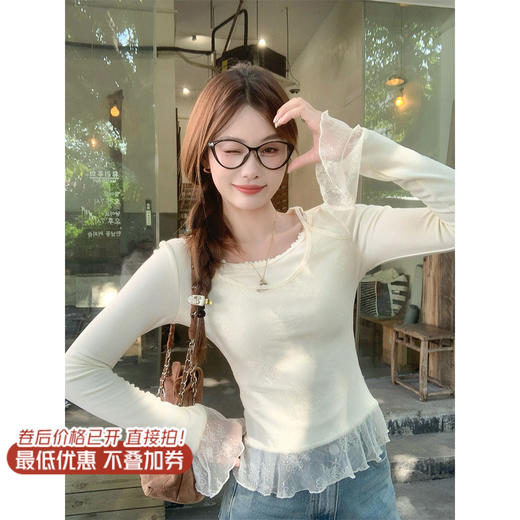 <曾小咸推荐>现货秒杀 ！微信超特价！韩系假两件蕾丝拼接长袖 日常129.99 立减60 秒杀69.99！！ 商品图0