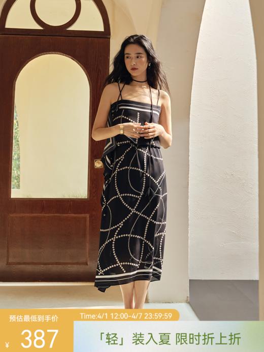 《蒂凡尼的早餐》丝巾印花吊带连衣裙FCF1DRS034 商品图0