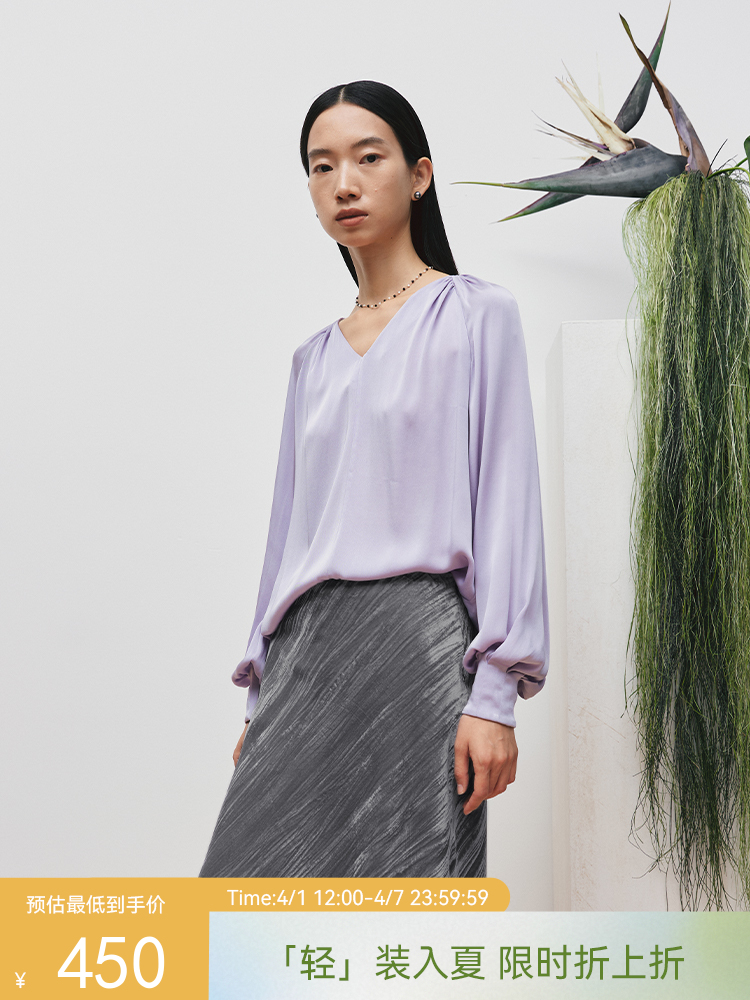 6A级双乔皱真丝上衣FJ4974243