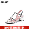 星期六气质铆钉方跟露趾凉鞋SS32115285 商品缩略图0
