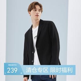 【特价】柒牌单西外套男春季新款商务职场上班男士黑色修身平驳领西装	124C70280
