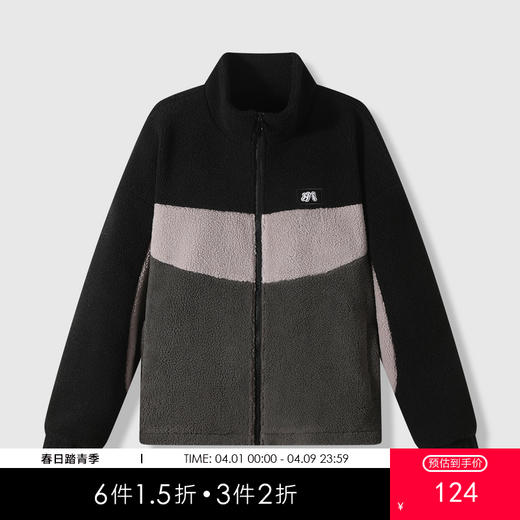 GXG男装25冬季时尚撞色休闲立领夹克加绒保暖仿羊羔绒男式外套K&C 商品图0