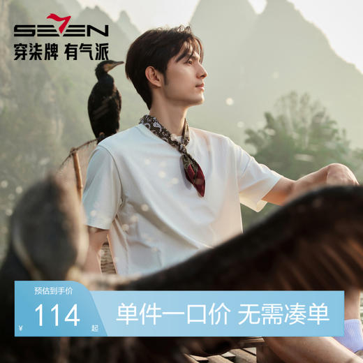 【暗条纹提花肌理】柒牌短袖T恤男2025夏季新款休闲百搭圆领上衣128T70620 商品图0