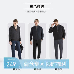 【含羊毛】柒牌夹克男士秋冬季针织保暖商务休闲立领毛	123D70240