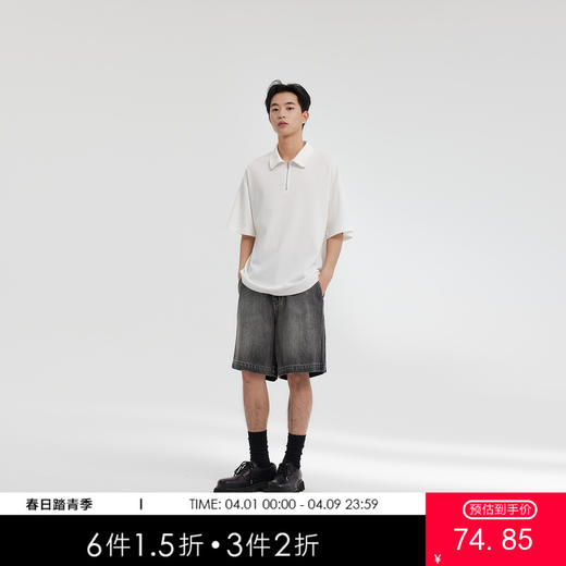 MODE COMMUTER | MC钻石格纹垂感休闲翻领格纹短袖POLO衫 商品图0