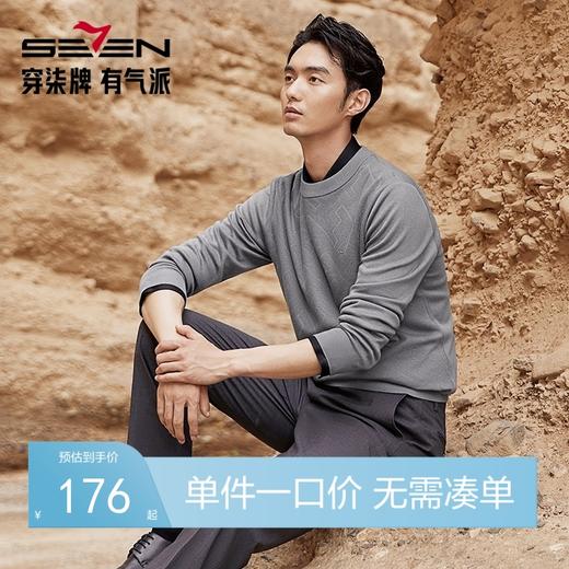 【高端系列】柒牌圆领毛衣男2024冬季新款时尚休闲舒适百搭针织衫	127Y70870 商品图0