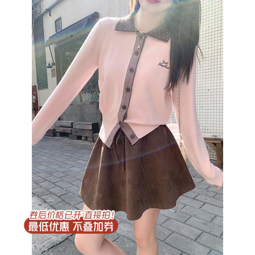 <曾小咸推荐>3.8现货秒杀 ！微信超特价！韩系翻领撞色边针织衫 日常189.99 立减100 秒杀89.99！！ 商品图0