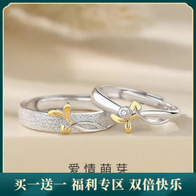 【爱情萌芽】S925银叶子爱心情侣对戒【JHY-C000555BX】
