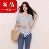 奢姿大码女装2026夏季时尚肌理方领针织衫胖妹妹不规则流苏上衣9962136052 商品缩略图0