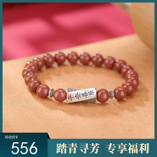 【平安喜乐】S925银南红路路通复古扭纹手串【CW-SL11751】 商品图0