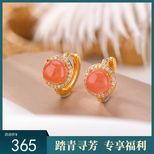 【凝晴】S925银镀金水红圆形几何耳饰【CW-EJ00586】 商品图0