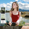 三彩2026春季新款坑条背心自带胸垫吊带修身短款打底内搭M 商品缩略图0