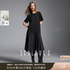 三彩2025夏季新款拼接连衣裙圆领宽松短袖直筒裙长裙简约S 商品缩略图0