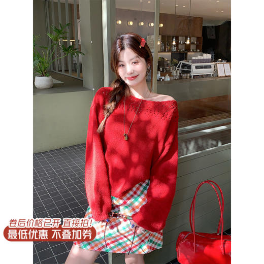 <曾小咸推荐>现货秒杀 ！微信超特价！韩系露肩毛衣 日常179.99 立减90 秒杀89.99！！ 商品图0