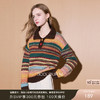 【奶油针织】三彩2025冬季新款条纹提花针织衫宽松长袖立领复古套头毛衫M 商品缩略图0