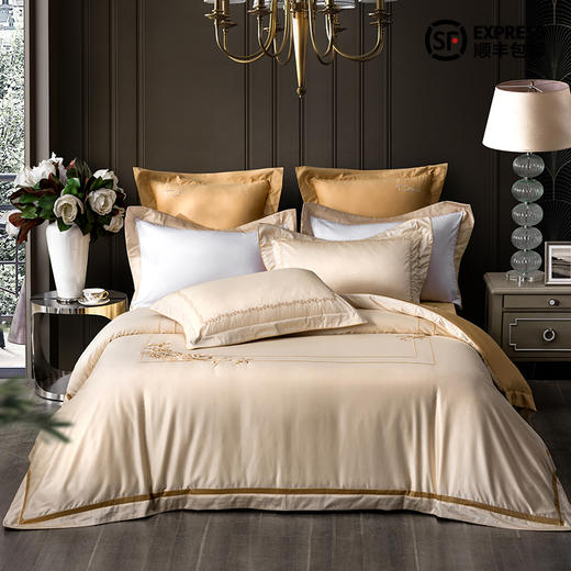 多喜爱 100S云锦缎四件套·梦华涧【100支埃及棉】【高密贡缎】【中式刺绣】【礼箱包装】[宽边工艺】柔润丝光 商品图0