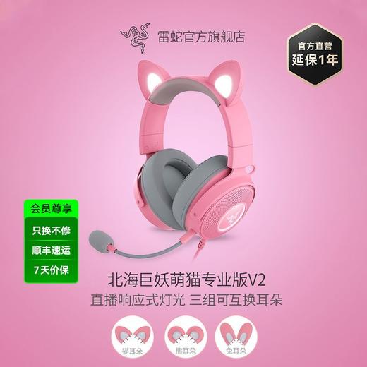 Razer雷蛇北海巨妖萌猫专业版V2 Pro有线耳机 网红猫耳【雷蛇官方直营，3年有限质保】 商品图0