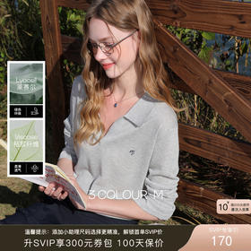 三彩2026春季新款宽松V字翻领针织衫套头毛衫长袖气质罩衫休闲M