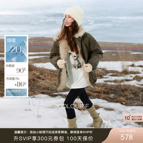 【90白鹅绒】三彩独醒2025冬季新款防水鹅绒服毛绒拼接羽绒服F