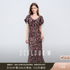 三彩2025夏季新款V领泡泡袖碎花连衣裙A字裙长裙浪漫度假M 商品缩略图0