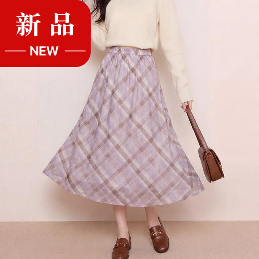 奢姿大码女装2026夏季减龄格纹半身裙胖妹妹松紧腰时尚百搭裙子9962460102 商品图0