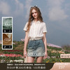 【莱赛尔】三彩2026夏季新款休闲白衬衫木耳边翻领衬衣M 商品缩略图0