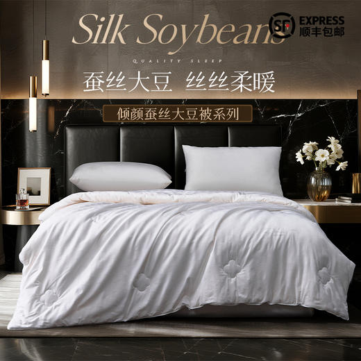 多喜爱 倾颜蚕丝大豆被/冬被/子母被【蚕丝+大豆填充】【全棉面料】【织带工艺】【精致绗缝】【精美烫钻】 轻盈蓬松 柔暖亲肤 商品图0