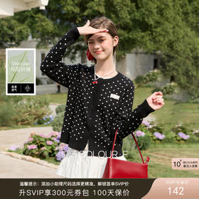 三彩独醒2026春季新款复古波点假两件针织衫圆领毛衫长袖休闲F