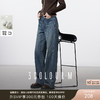 三彩2026春季新款复古水洗牛仔裤高腰宽松阔腿裤长裤大口袋M 商品缩略图0