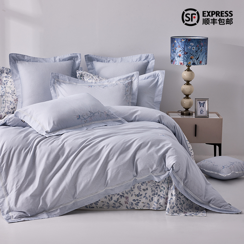 多喜爱 全棉斜纹四件套 花枝嫚嫚 【芬纳诺抗菌】【精致刺绣】【精致花边】【精美礼盒】耐洗耐用 不易起球