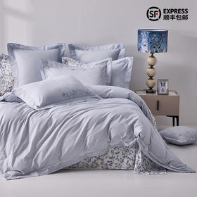 多喜爱 全棉斜纹四件套 花枝嫚嫚 【芬纳诺抗菌】【精致刺绣】【精致花边】【精美礼盒】耐洗耐用 不易起球