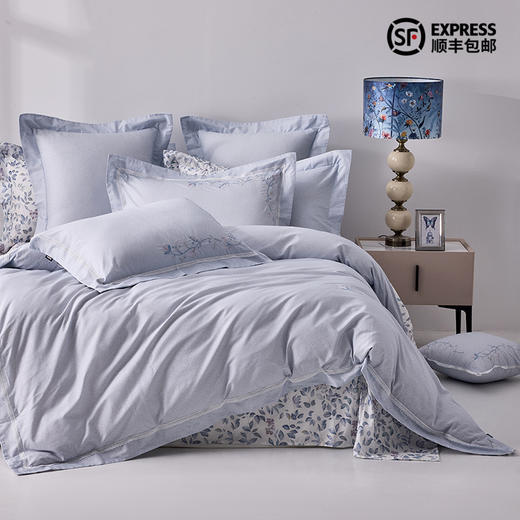 多喜爱 全棉斜纹四件套 花枝嫚嫚 【芬纳诺抗菌】【精致刺绣】【精致花边】【精美礼盒】耐洗耐用 不易起球 商品图0