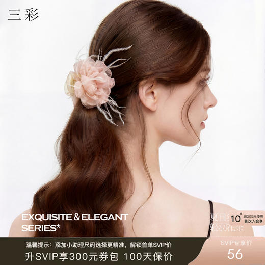 三彩2026新款网纱立体花带爪发夹仙气羽毛温柔简约灵动通勤氛围感 商品图0