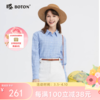 波顿女士春夏蓝白色格子高端美式休闲长袖衬衫LS009124 商品缩略图0