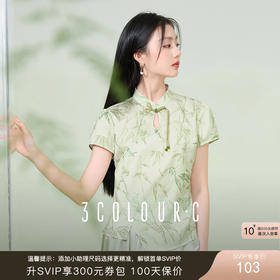 三彩【竹影疏疏】2025夏季新款新中式提花印花小衫盘扣立领文艺C