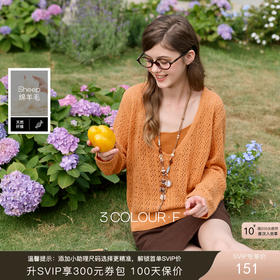 三彩独醒2026春季新款针织衫套装吊带两件套镂空罩衫套头F