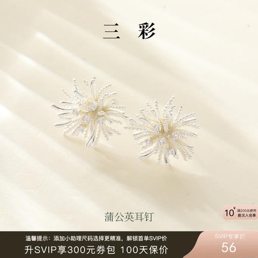 三彩2026新款立体浪漫蒲公英耳钉时尚梦幻镀银耳饰养耳清新约会女 商品图0