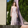 三彩2026春季新款蕾丝一字领缎面吊带裙晕染法式连衣裙长裙浪漫M 商品缩略图0