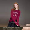 三彩2025冬季新款圆领字母绣花针织衫宽松长袖简约套头衫M 商品缩略图0