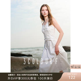 三彩独醒2025春季新款蕾丝V领吊带裙连衣裙长裙度假小白裙F