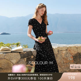 【理想裙】三彩2026春季新款法式蕾丝V领碎花裙A字裙连衣裙浪漫M