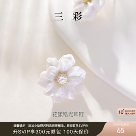 三彩2026新款轻奢立体仿真花朵耳钉合成锆石养耳出游耳饰小众优雅