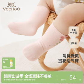 【商场同款】英氏儿童袜子夏季透气防臭袜子女短袜两双装新款